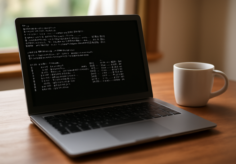 Laptop menampilkan terminal Linux dengan perintah ping untuk cek koneksi internet